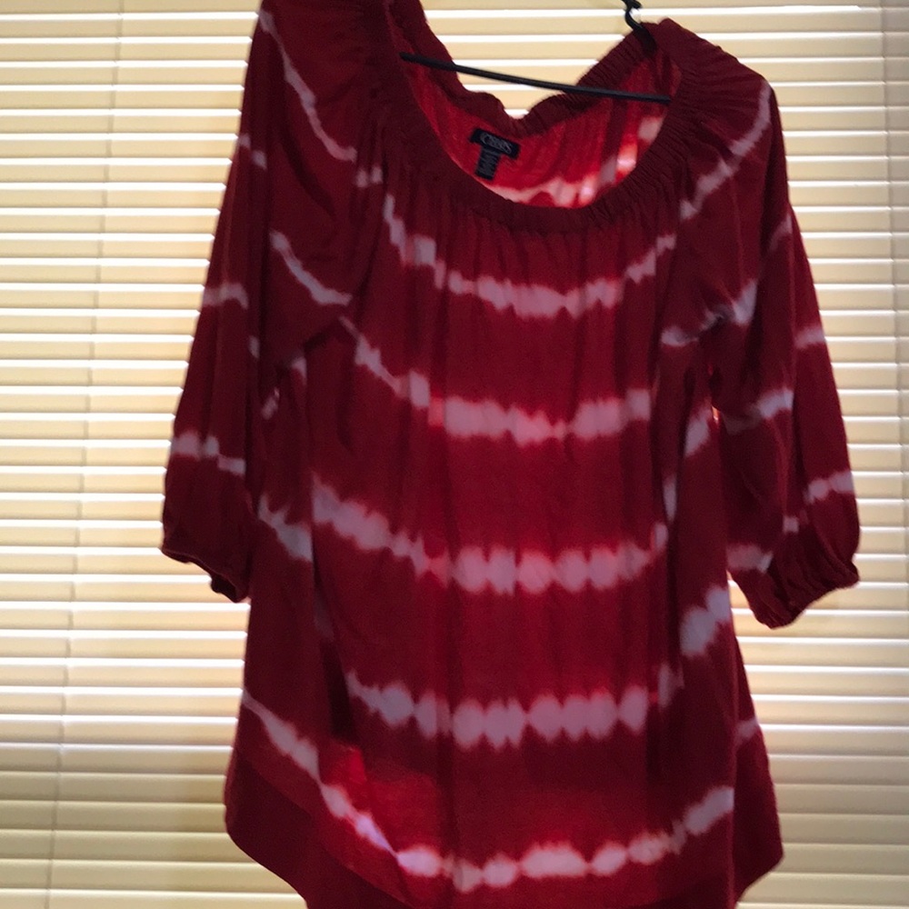 1x Chaps red and white tie dye pattern top